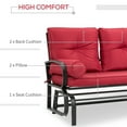 thumbnail image 4 of Outsunny Swing Glider Rocking Chair, Double Patio Bench, 2 Person Loveseat with Steel Frame, Cushions, Pillow Armrests, Red, 4 of 9