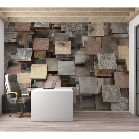 Tiptophomedecor Abstract Wallpaper Wall Mural - Square Structure