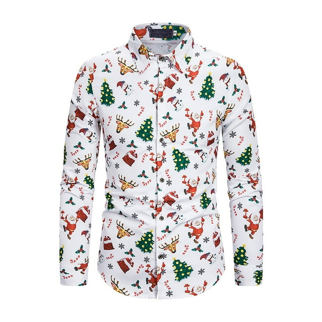 VSNOW Men Long Sleeve Button Down Christmas Shirt