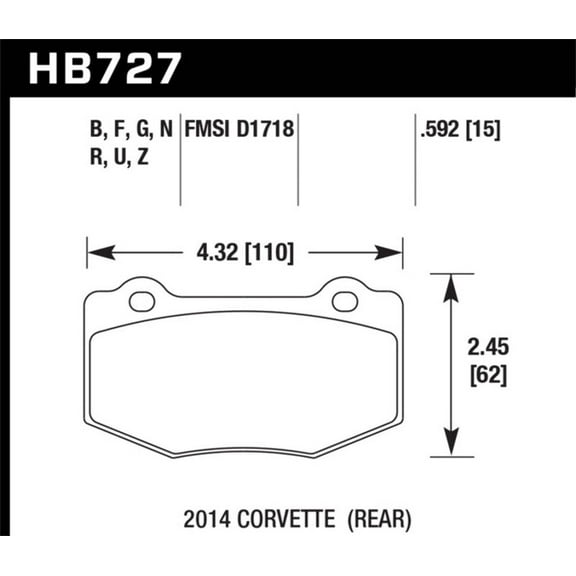 Hawk 2014 Chevrolet Corvette HPS Rear Brake Pads