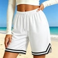 thumbnail image 6 of TEAJOPSUU Womens Plus Size Cotton Shorts Trendy Drawstring Double Pockets Shorts Summer Solid Workout Basketball Shorts M-5XL White, 6 of 8