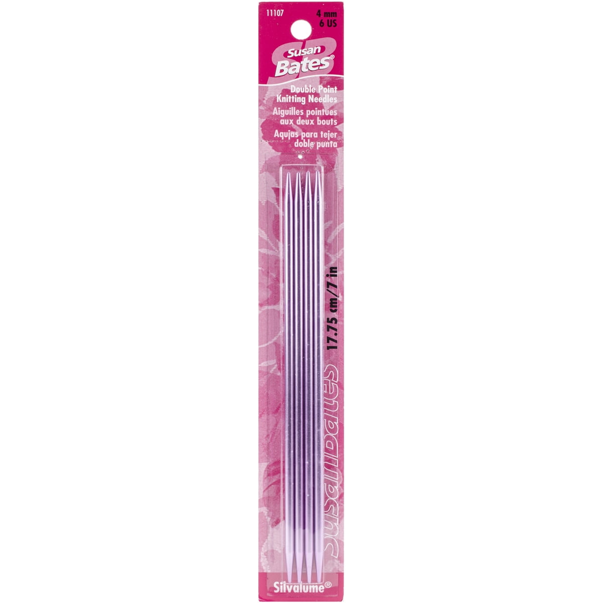 Silvalume Double Point Knitting Needles, 7', 4-Pack, Size 6, Lavender
