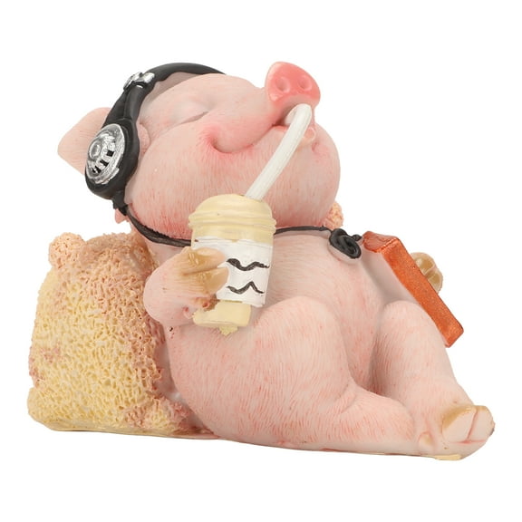 Pig Statue Mini Funny Casual Musical Resin Pig Art Figurine For Tabletop Shelf Decoration