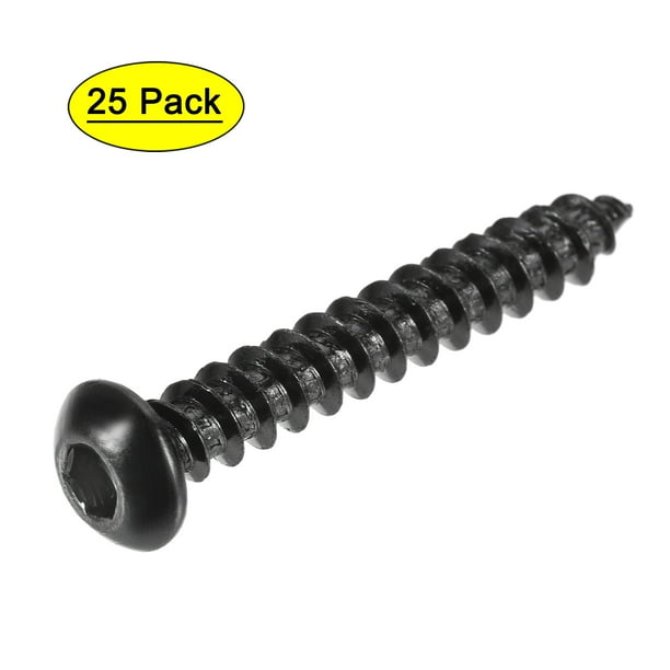 Tornillos autorroscantes de socket hexagonal Uxcell, M6 x 40mm, tornillo de madera de acero al carbono, 25 piezas