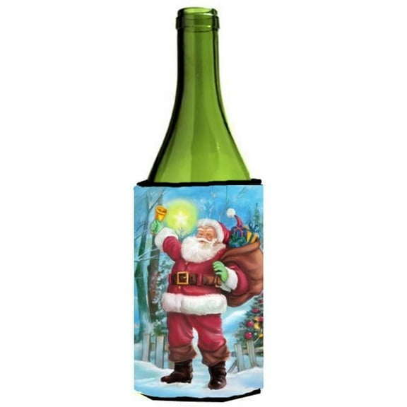 Christmas Santa Rining the Bell Wine Bottle Can cooler Hugger