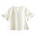 thumbnail image 2 of Xinhuaya Baby Girl Flare Sleeve Round Neck Print Lace Tops Shirts Kids Tops Summer Casual Blouse, 2 of 7