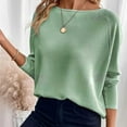 thumbnail image 3 of Olyvenn Womens Waffle Knit Tops 2025 Oversized Long Sleeve Crewneck Shirts Business Casual Blouses Loose Basic Solid Pullover Green M, 3 of 7