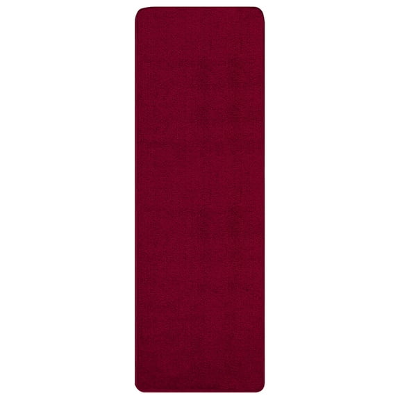 Ottomanson Comfort Bath Rug Washable Non-Slip Rubberback Solid 2x5 Indoor Runner Rug, 20" x 59", Red