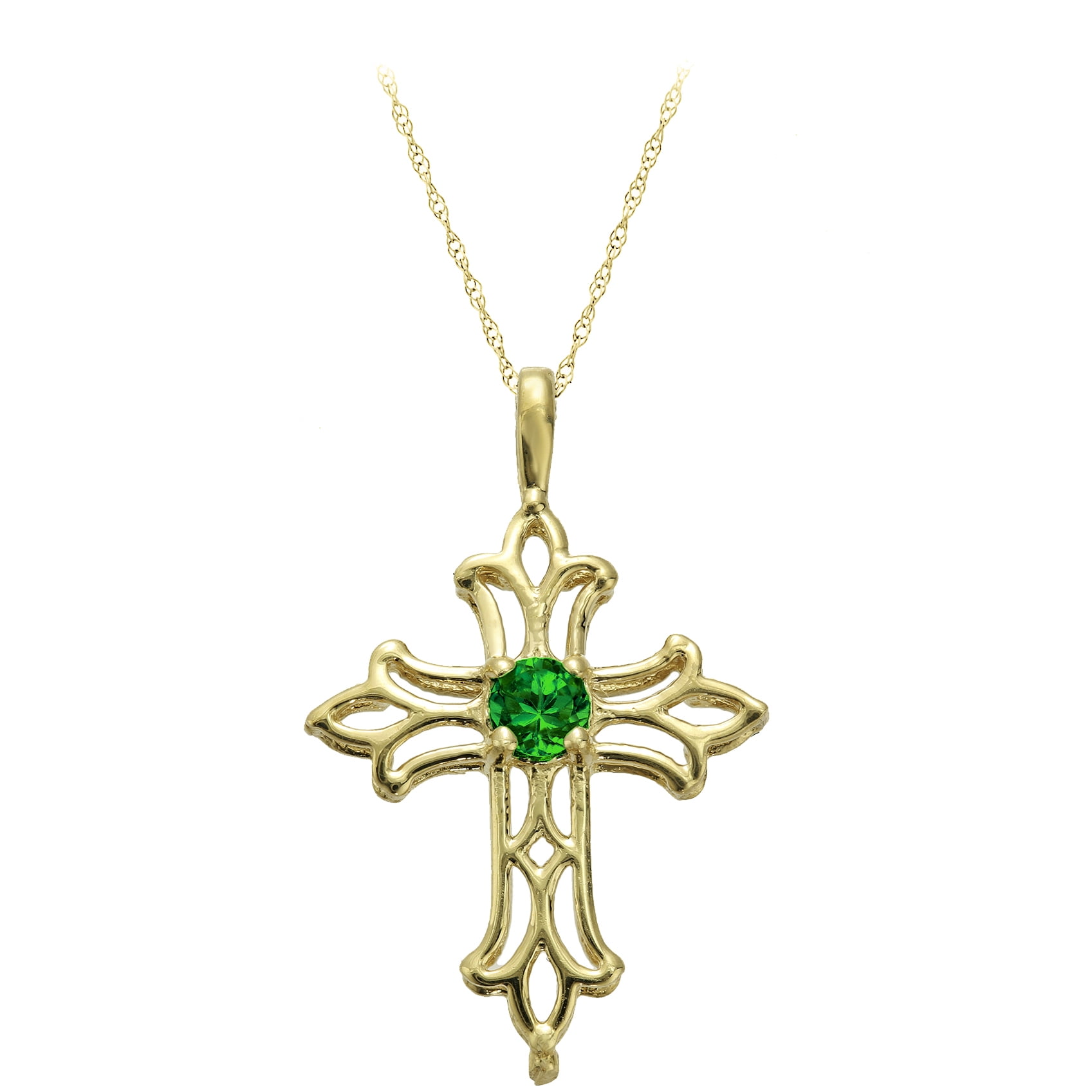 Emerald cross necklace gold Clearance