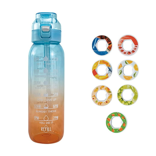 ¡Gran oferta! Botella de 1000ml, juego de botella de agua actualizado con pajita para beber de 7 cápsulas, botella de agua para exteriores
