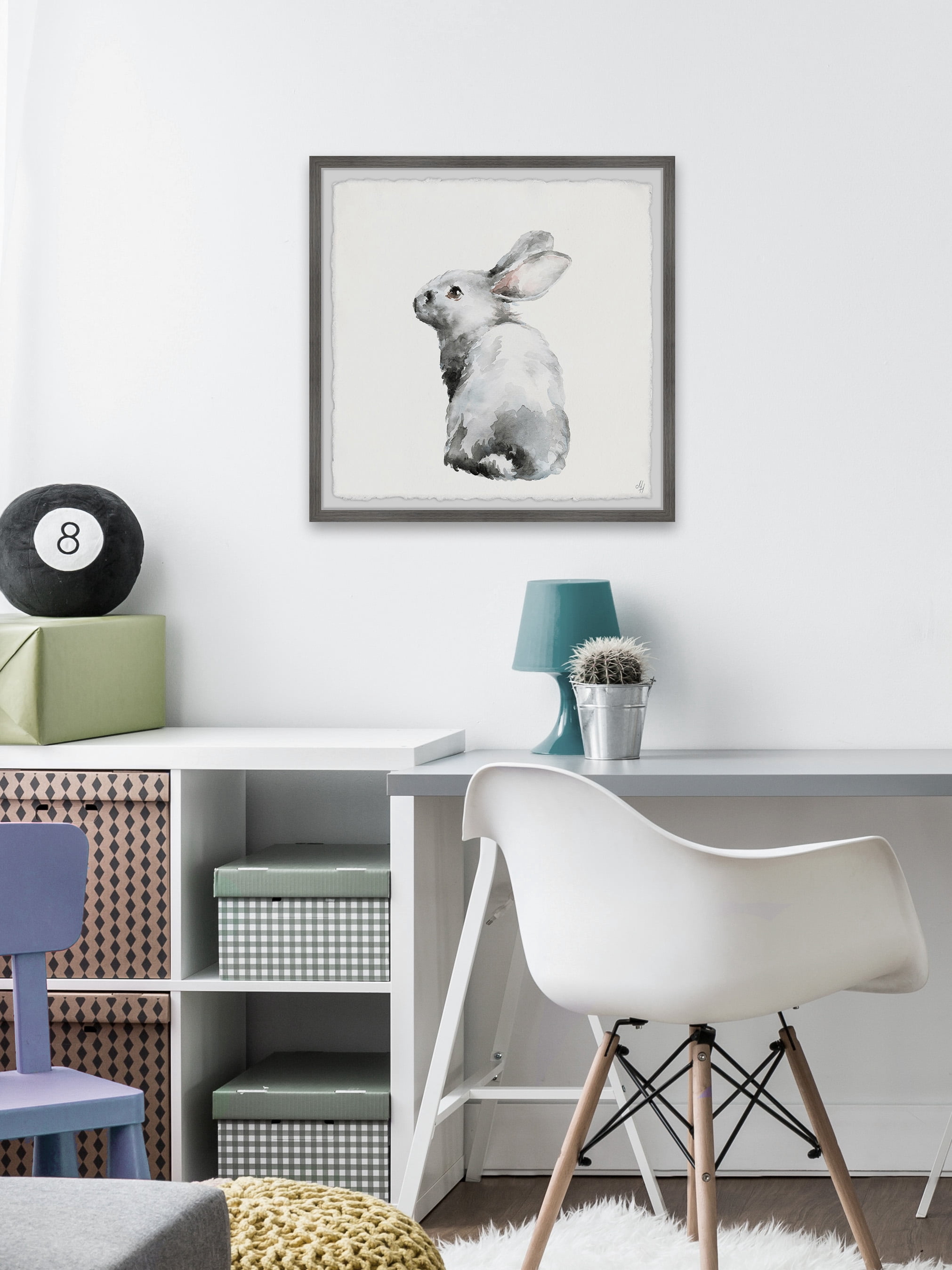 Marmont Hill Furry Bunny Framed Wall Art, 12.00" x 1.50"