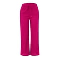 thumbnail image 5 of Jxximdong Pants for Women Womens Daily Elastic Waist Pockets Straight Solid Color Casual Pants Loose Long Trousers Pink XXXL Trousers, 5 of 6