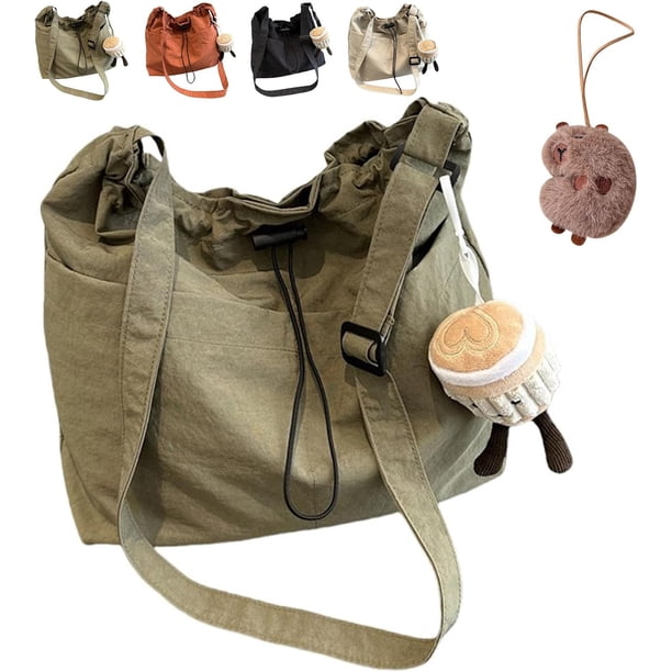 Bolso bandolera ultraligero de gran capacidad e informal con colgante, bolso ultraligero con colgante, bolso bandolera ultraligero e informal