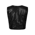 thumbnail image 4 of Vxuxlje Kids Boys Girls Sequined Vest Hip-Hop Street Dance Costume Waistcoat Crop Top Black 160, 4 of 7