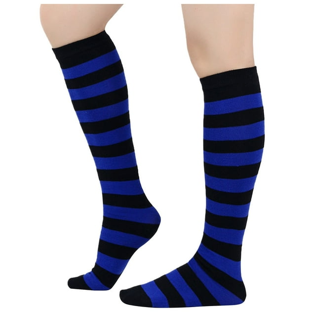FhsagQ Socks Socks for Men Bodysuit Ladies Striped Calf Socks Christmas Socks Ladies and Knee Socks Striped Socks Socks Performance Socks Men's Socks Sleep Robe Dark Blue One Size