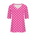 thumbnail image 4 of Scyoekwg Womens Summer Tops V Neck Elegant Shirts Lightweight Loose Shirts Trendy Polka Dots Print Blouses (Hot Pink,XXL), 4 of 4