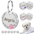 thumbnail image 2 of Trayknick 25mm Metal Blank Dog Tag Paw Rhinestone Pet Cat ID Name Engraved Key Ring Chain, 2 of 13