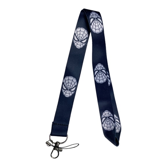 Anime Source Spider-Man Character Mask Black White Comic Book Character Lanyard Keychain ID Badge Holder