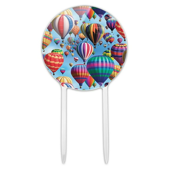Acrylic Hot Air Balloon Day Pattern Birthday Cake Topper Party Decoration for Wedding Anniversary Birthday Graduation