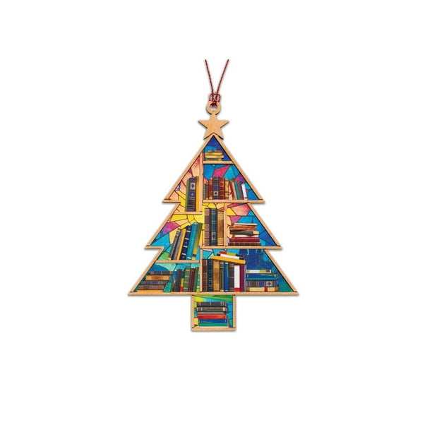 Wmhnj Adorno de madera para rbol de Navidad con diseño acrlico para decoracin del hogar, la oficina o el coche, 1 pieza de decoracin navideña colgante