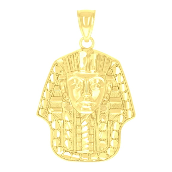 14k Yellow Gold Mens Pharaoh Egyptian Charm Pendant for Men