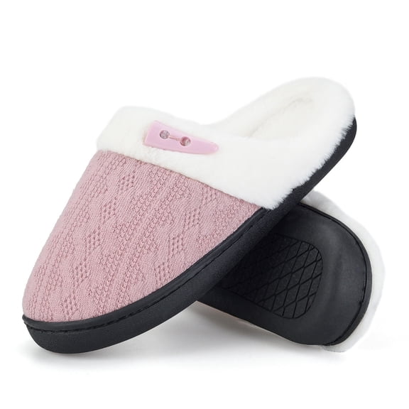 BERANMEY Comfy Slippers for Women Indoor Fluffy Women's Slip on Fuzzy House Slippers Memory Foam Slippers Scuff Outdoor Indoor Warm Plush Bedroom Shoes with Faux Fur Lining