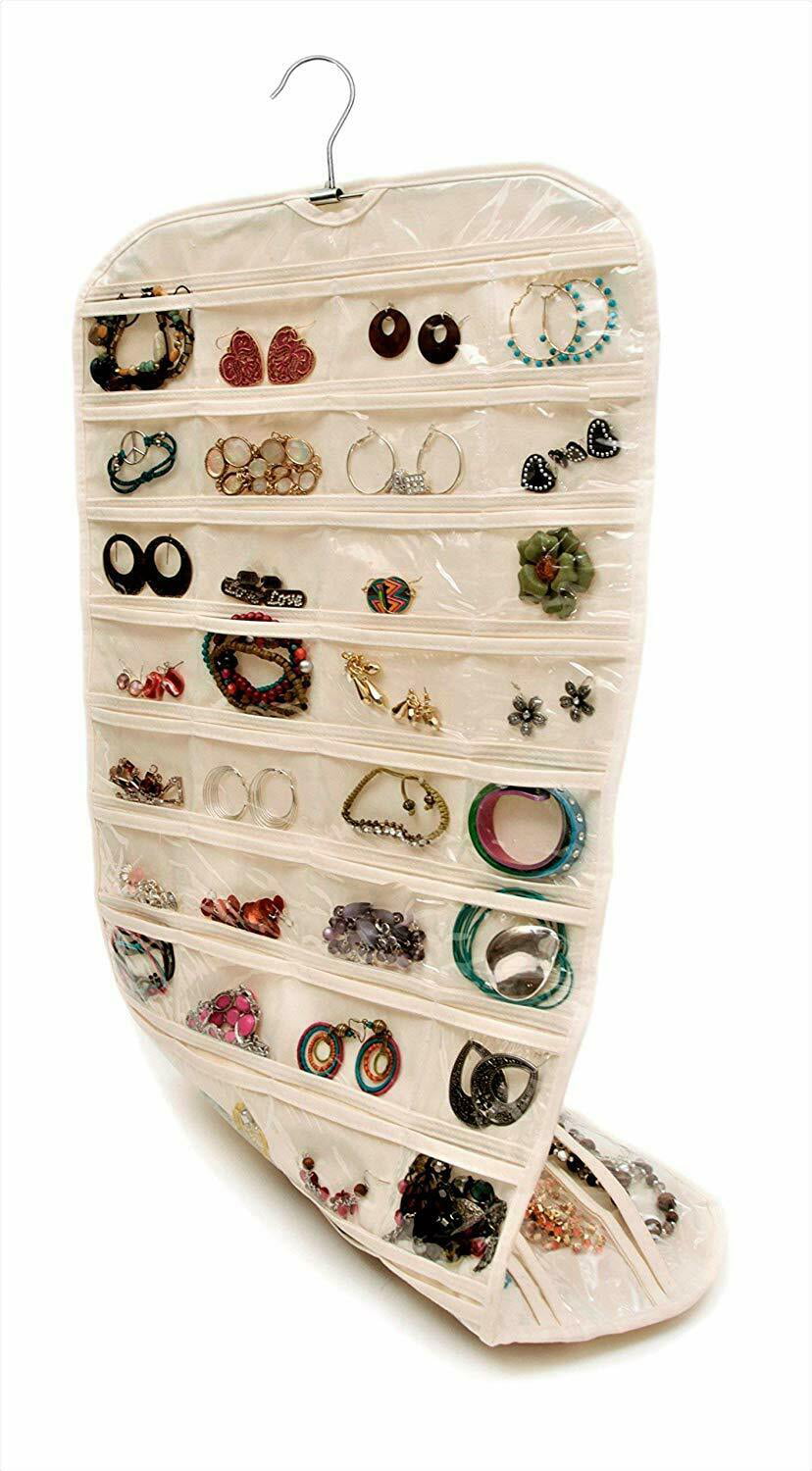 Closet Complete CANVAS Hanging Jewelry Organizer, Double Sided, 360 Degree  Rotation, 80 Pockets - Walmart.com