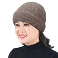 thumbnail image 5 of Knit Cuffed Cap CQXIDFH Women Baggy Crochet Beret, Soft Knitted Winter Beanie, Warm Casual Ski Fashion Headwear, Hair Accessories (Khaki, One Size), 5 of 5