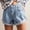 *Blue, variant on Women's Button Denim Shorts with Cuffed Hem, Casual Jean Shorts with Pockets Green,Womens Plus M