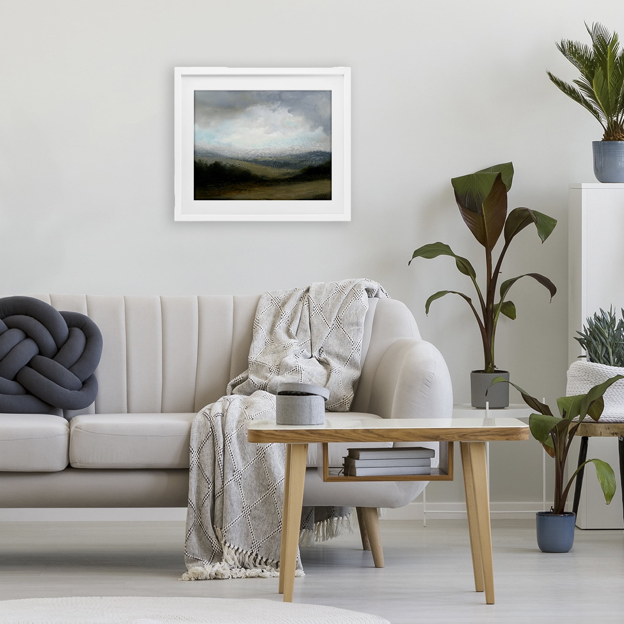 Stupell Industries Refreshed Quiet Rolling Hills White Framed Print Under Glass, design by Annabelle Hall