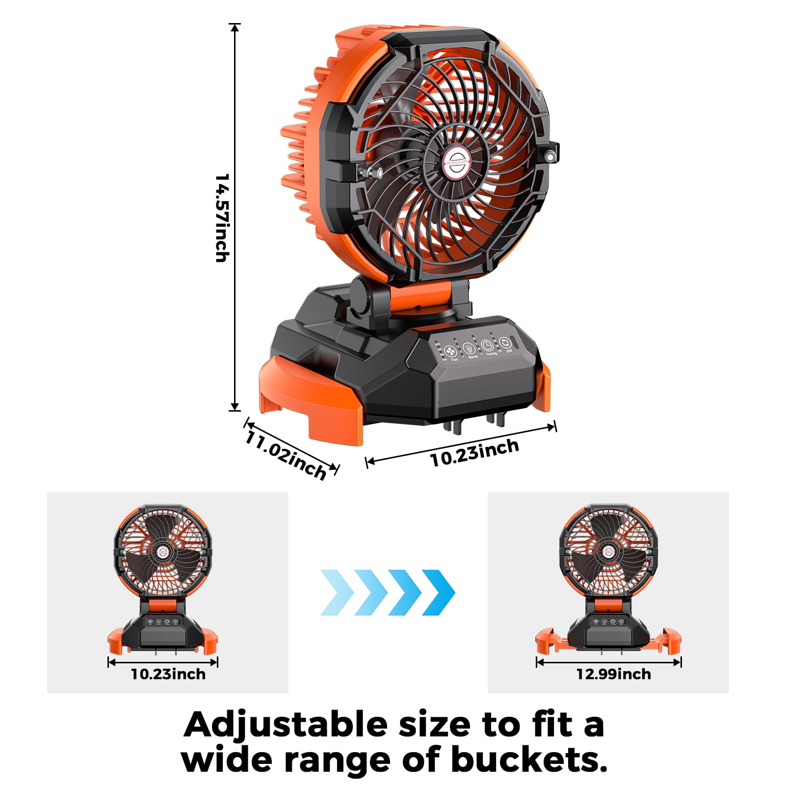 Portable Outdoor Misting Fan, Bucket Top Portable Fan, Battery Powered with 4 Fan Speeds & 4 Mist Settings for Camping, Tailgating, and Beach