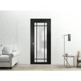 thumbnail image 3 of Slab Barn Door Panel 32 x 80 inches | Planum 2112 Matte Black Frosted Glass | Sturdy Finished Interior Doors | Pocket Closet Sliding, 3 of 6