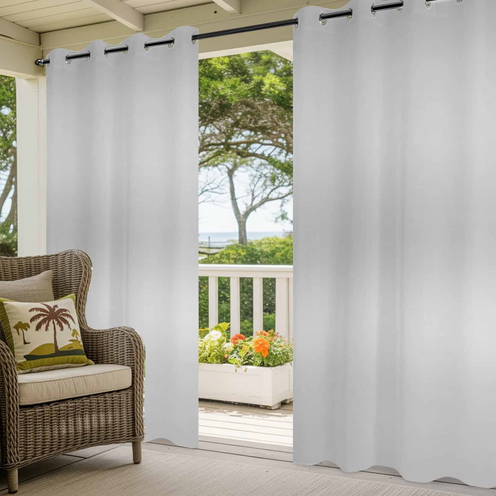 Grey Ombre Outdoor Curtains for Patio, Modern Gradient Solid Color Abstract Rustic Sunshade Privacy Drapes Grommet Waterproof Outside Curtains for Porch/Cabana/Balcony 54"x 108", 1 Panel