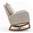 thumbnail image 6 of Polyester Fabric Rocking Chair with Side Pocket Mid-Century Modern Nursery Rocking Armchair Upholstered Tall Back Accent Glider Rocker for Living Room(Leopard Gray), 6 of 8