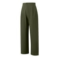 thumbnail image 7 of COMVALUE Wide Leg Dress Pants for Women High Waisted Trousers Business Casual Button Flowy Pant (Army Green, L), 7 of 7