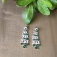 thumbnail image 2 of Green Chandelier 925 Sterling Silver Cubic Zirconia Green Embellished Dangler Drop Pattern Earrings Minimalist Handmade Gift, 2 of 7