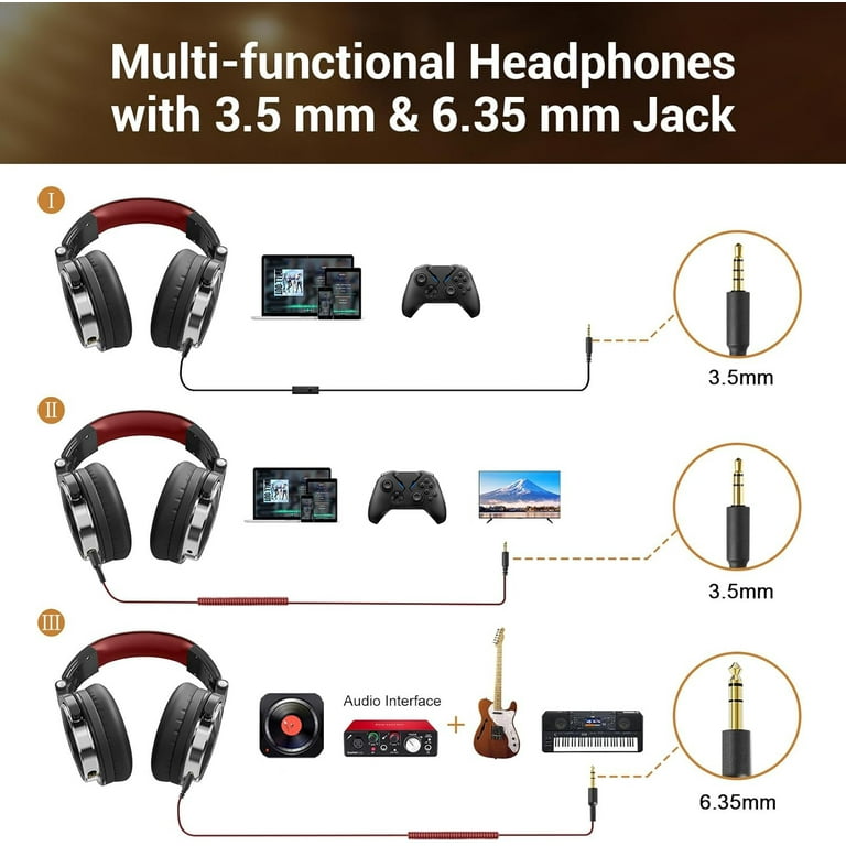 OneOdio Wired over-Ear Headphones with Mic, Deep Bass, Dual Plugs