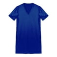 thumbnail image 3 of Alvivi Men Satin Nightgown V Neck Short Sleeve Sleepwear Solid Nightwear Royal_Blue XXL, 3 of 7