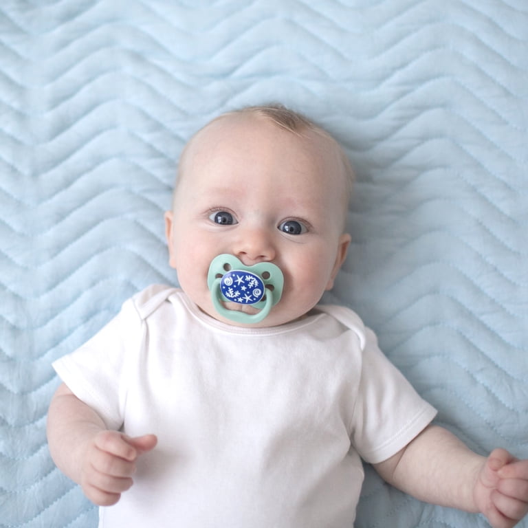 Dr. Brown's HappyPaci - Ciuccio 100% in silicone, design sagomato monopezzo, 0-6 m, senza BPA, confezione da 2, rosa e verde