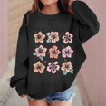 thumbnail image 2 of MEZZALL Chandail en Molleton Graphique pour Enfants Fille Col Rond Manches Longues Imprimé Floral, Noir, 3-4 Ans, 2 of 4
