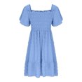 thumbnail image 6 of Cowsor Girls Solid Color Crewneck Short Sleeve Jacquard Dress Elegant Princess Gown for 4-14 Years Old Party, 6 of 6