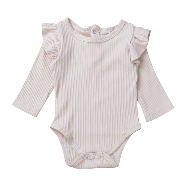 TheFound Body Bébé Garçon Fille Manches Longues Volants Couleur Unie