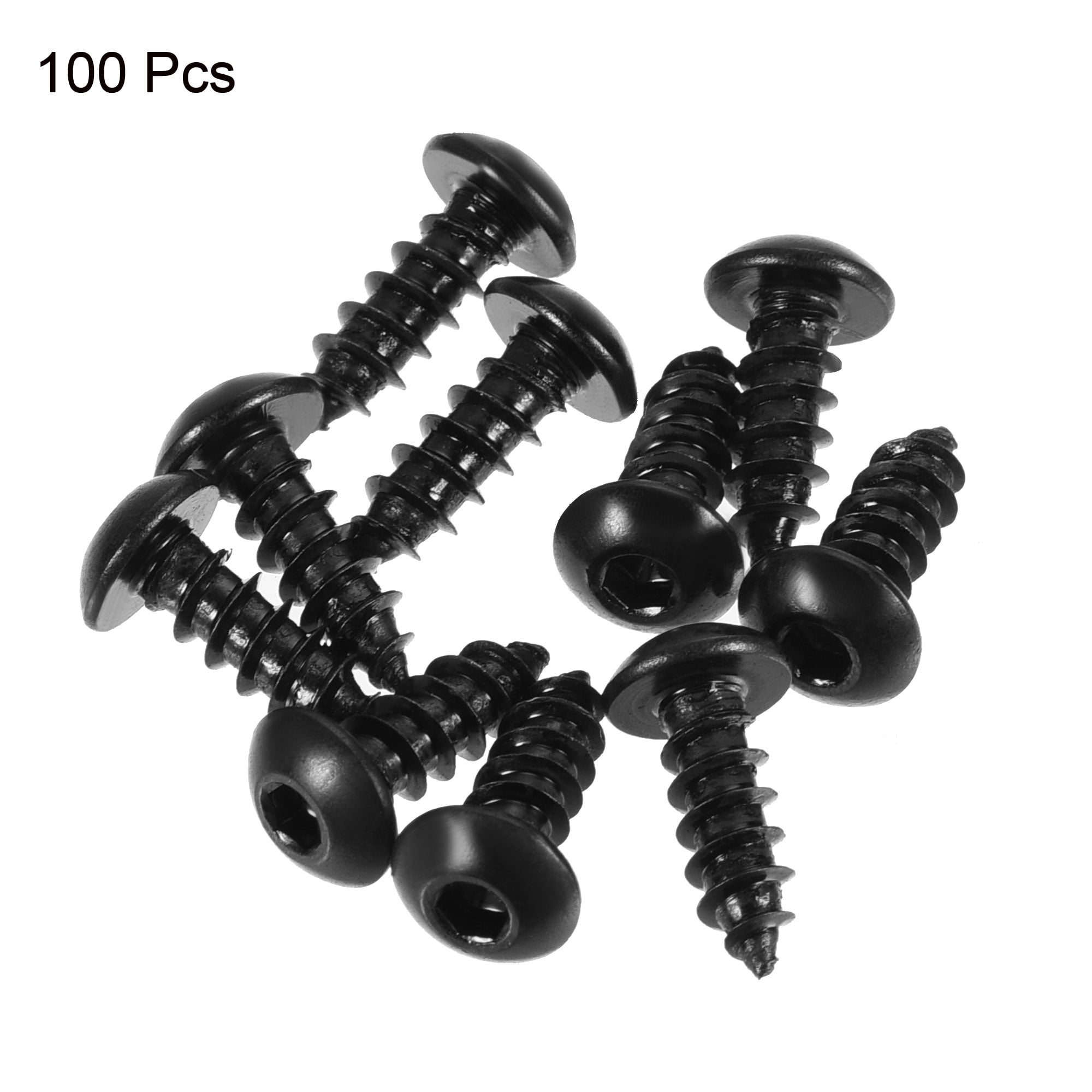 Unique Bargains Hex Socket Self Tapping Screws Made of Carbon Steel Black M4 x 12mm
