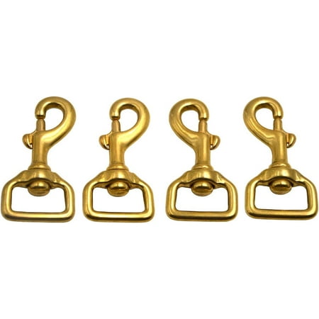 Pack of 4Pcs,19MM Eye Inner Width,77MM OAL,Heavy Duty Solid Brass Swivel Eye Lobster Clasp Bolt Snap Hook for Straps Bags Belting Outdoors Tents Pet (19MMInner×77MM Square Eye, BRA0067)
