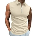 thumbnail image 2 of Men's Shirt Solid Color Top Casual Sleeveless Shirt Lapel Zipper Sports Shirt Summer t Shirts for man, 2 of 7