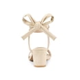 thumbnail image 3 of BLISSFUL STEP Women's Shoes Slingback Back Ankle Open Toe Tie Block Heels Sandals Beige 7.5, 3 of 9