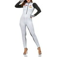 thumbnail image 1 of Diconna Women Racer Costume, Long Sleeve Zipped Patchwork Jumpsuit Halloween Cosplay Costume, 1 of 8