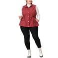 thumbnail image 2 of Agnes Orinda Women's Plus Size Sleeveless Anorak Cargo Coats Zip Button Drawstring Waist Vest Jackets 4X Burgundy, 2 of 6