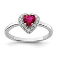 thumbnail image 4 of Sterling Silver Rhodium-plated Created Corundum & Cubic Zirconia Heart Ring Size 6, 4 of 4