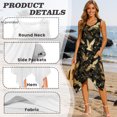 thumbnail image 4 of HELLHERO Sleeveless Sundress, Golden Cran Pine Floral Side Pockets Summer Sleeveless Dress, Asymmetric Irregular Hem Ladies Irregular Hem Casual Dress for Party, 4 of 8